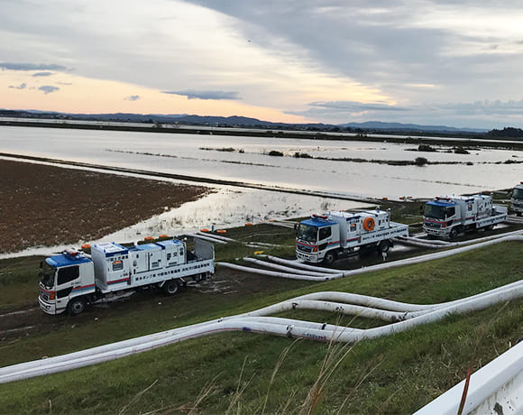 宮城県吉田川（R1：台風19号による浸水被害による排水ポンプ支援）