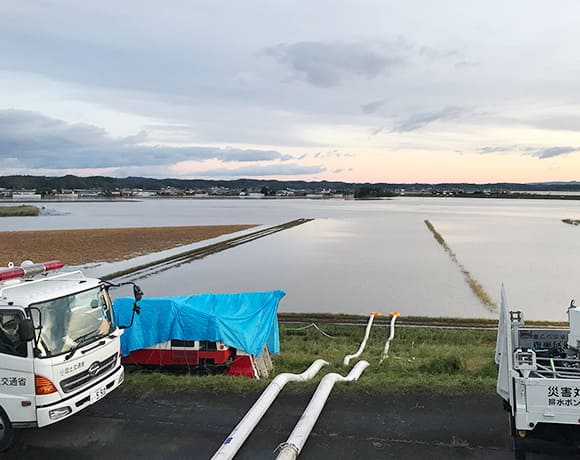 宮城県吉田川（R1：台風19号による浸水被害による排水ポンプ支援）